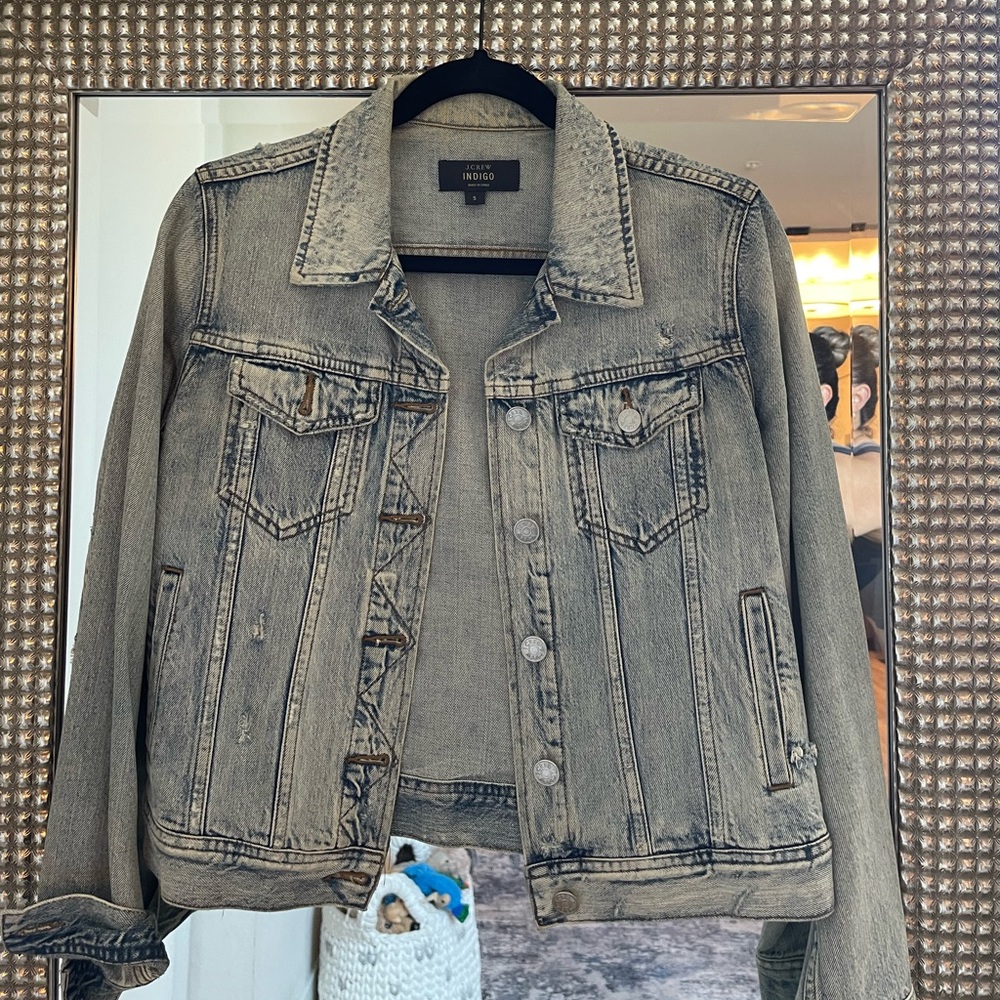 Distress Jean jacket from JCrew. Light wash.